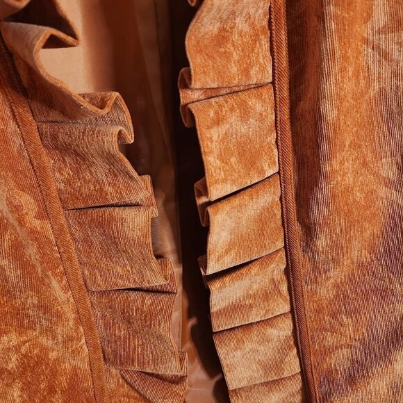 Chico's Orange Ruffled Micro Corduroy Tone On Tone Pattern Jacket Size 3(L) - Picture 3 of 4